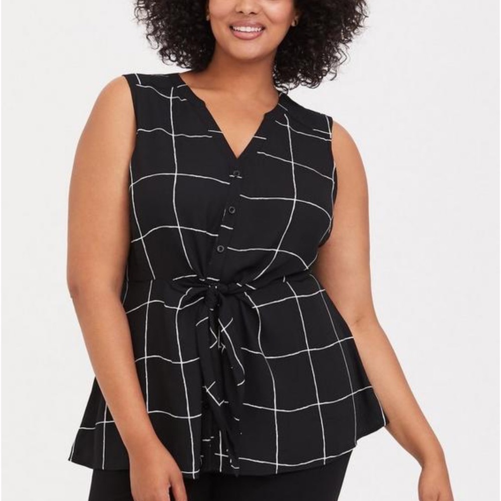 Torrid Peplum Georgette Button-Front Tie-Front Blouse